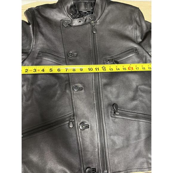 Alexander Wang Jacket Mens Medium Black Leather Asymmetric Knit Cuffs 603417F11 - Picture 12 of 16